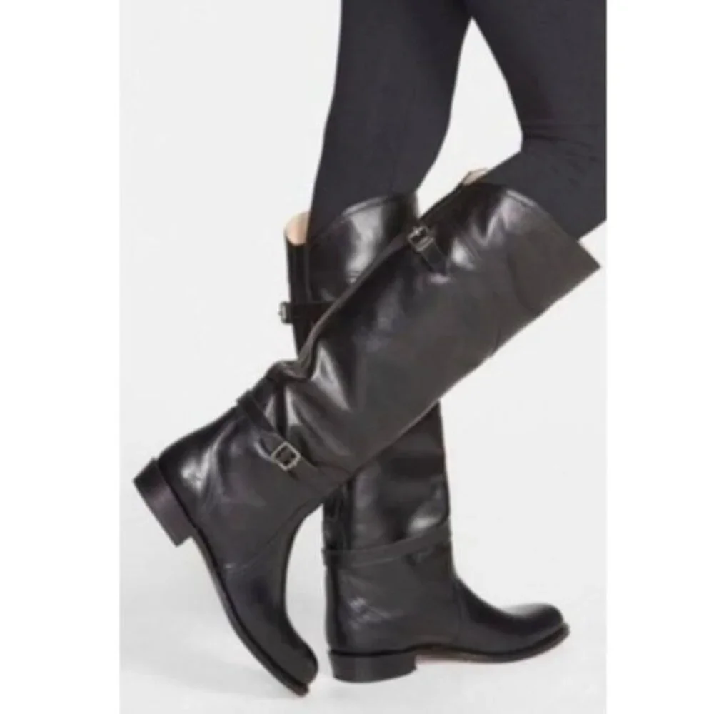 Frye Dorado leather riding boots black color size 6